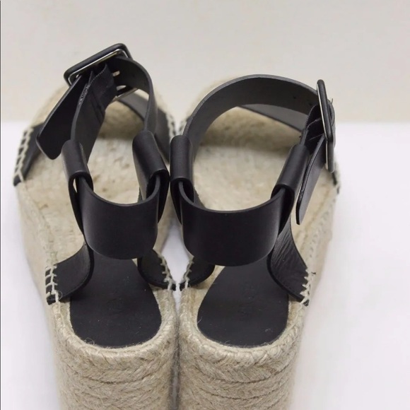 New Vince Abby Espadrille Leather Black Sandal Wedge Women Shoes 11 Strap - Picture 9 of 13